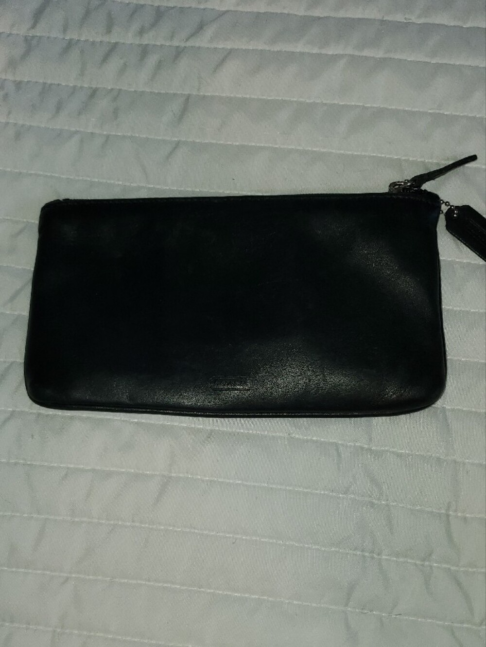 vintage Coach black leather skinny cosmetic case/utility pouch - Picture 5 of 11